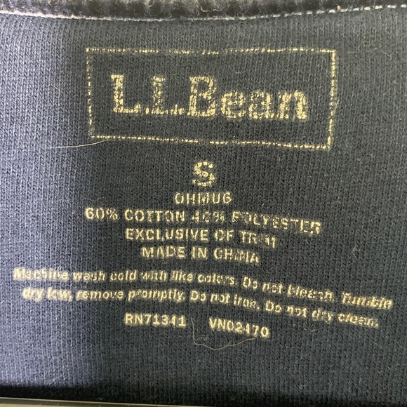 LL Bean navy blue zip up sweatshirt with velvet accents size small - Picture 3 of 10